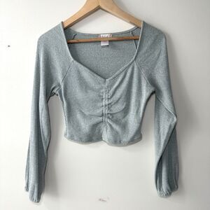 Altar'd State Ribbed Long Sleeve Crop Top Size Medium Soft Stretchy Knit